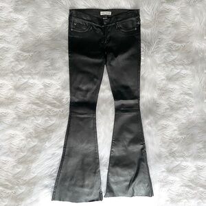 true religion black lambskin Karlie low rise flare pants size 27